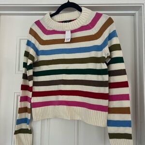 GAP Women's Colorful Striped Crew Neck Sweater